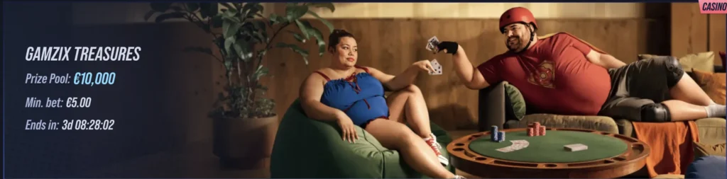 Tournament banner - Gamzix Treasures with prixe pool: £10000